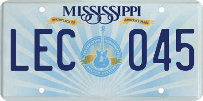 MS license plate LEC045