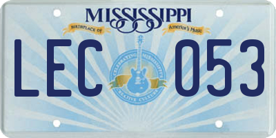MS license plate LEC053
