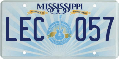 MS license plate LEC057
