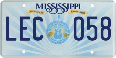 MS license plate LEC058