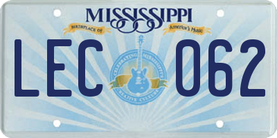 MS license plate LEC062