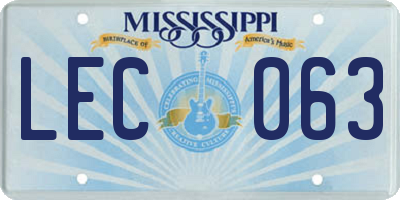 MS license plate LEC063