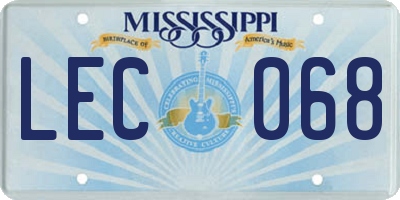 MS license plate LEC068
