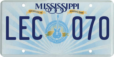 MS license plate LEC070
