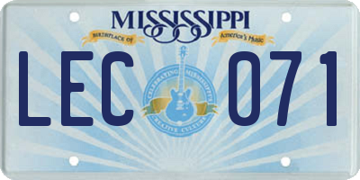MS license plate LEC071