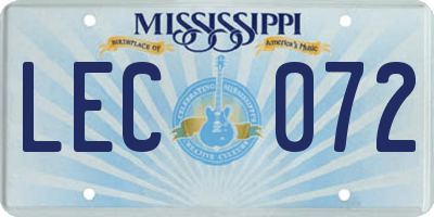 MS license plate LEC072