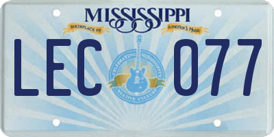 MS license plate LEC077