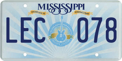 MS license plate LEC078
