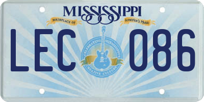 MS license plate LEC086