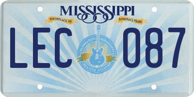 MS license plate LEC087
