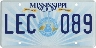 MS license plate LEC089