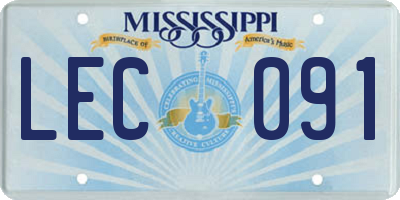 MS license plate LEC091