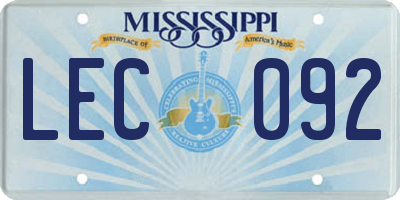 MS license plate LEC092