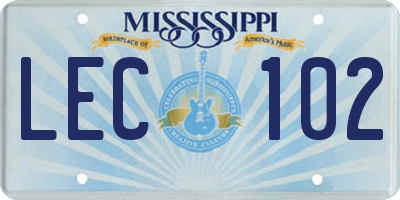 MS license plate LEC102