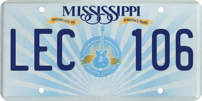 MS license plate LEC106