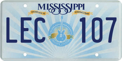 MS license plate LEC107
