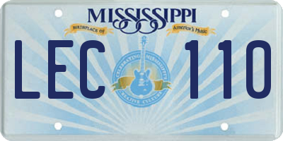 MS license plate LEC110
