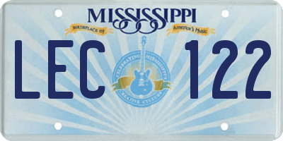 MS license plate LEC122
