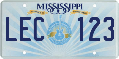 MS license plate LEC123