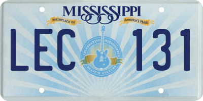 MS license plate LEC131