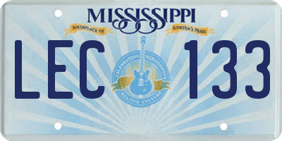 MS license plate LEC133