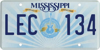 MS license plate LEC134