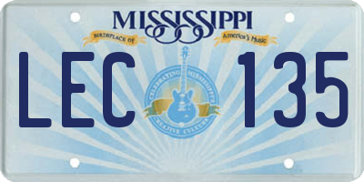 MS license plate LEC135