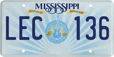MS license plate LEC136