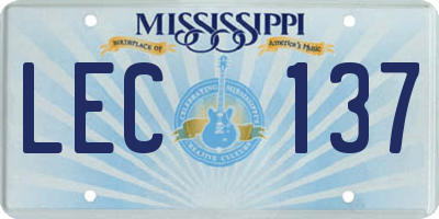MS license plate LEC137