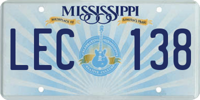 MS license plate LEC138