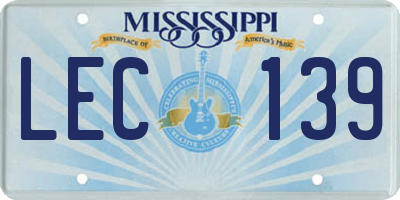 MS license plate LEC139