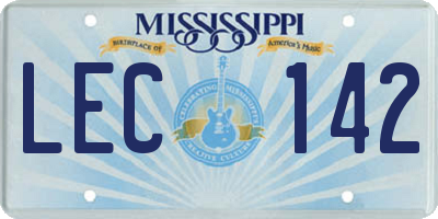MS license plate LEC142
