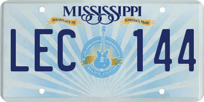 MS license plate LEC144