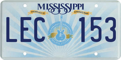 MS license plate LEC153