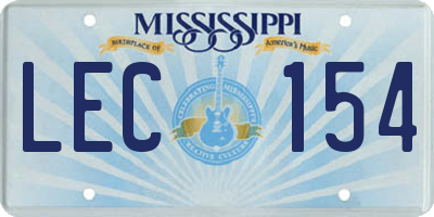MS license plate LEC154