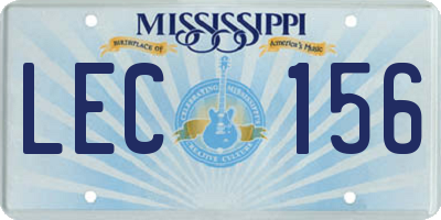 MS license plate LEC156