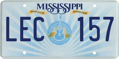MS license plate LEC157