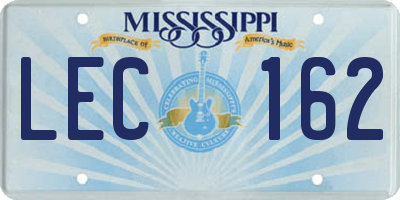 MS license plate LEC162