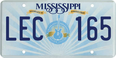 MS license plate LEC165