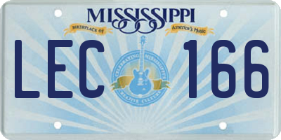 MS license plate LEC166