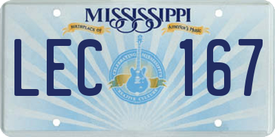 MS license plate LEC167