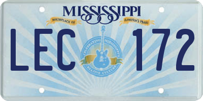 MS license plate LEC172