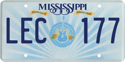 MS license plate LEC177