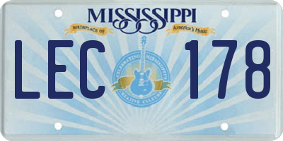 MS license plate LEC178