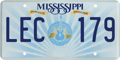 MS license plate LEC179