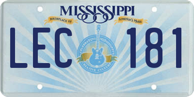MS license plate LEC181