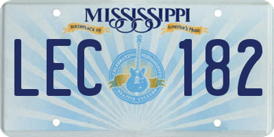 MS license plate LEC182