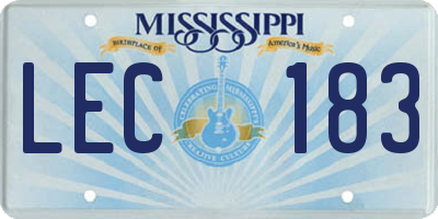 MS license plate LEC183