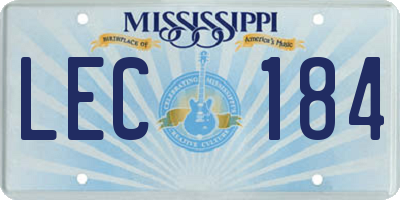 MS license plate LEC184