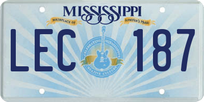 MS license plate LEC187
